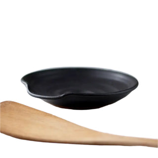Pottery Spoon Rest, Black - La Cuisine