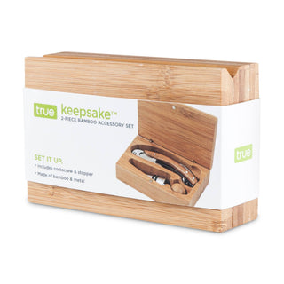 Keepsake Bamboo Wine Accessory Set w/ Storage Box - Set of - La Cuisine