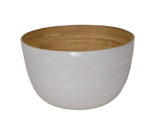 Large Tall Bamboo Serving Bowl, White - La Cuisine