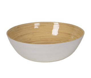 Large Shallow Bamboo Bowl, White - La Cuisine