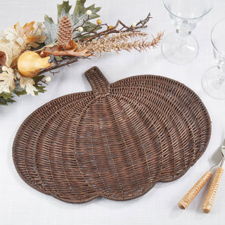 Fall Harvest Rattan Pumpkin Placemat - Brown Set/4 - La Cuisine