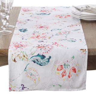 Printed Floral Design Runner: Natural / 16"x72"