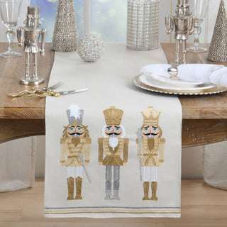 Nutcracker Holiday Linen Blend Table Runner: Natural / 16"x70"