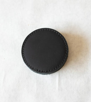 Leather Sewn Coaster Set: Black / Small