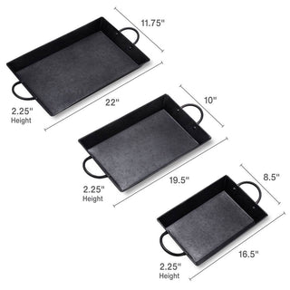 Mikasa Black Galvanized 3Pc Serving Tray Set - La Cuisine