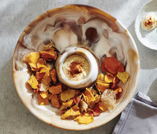 Hugo Brown Swirled Chip And Dip Bowl