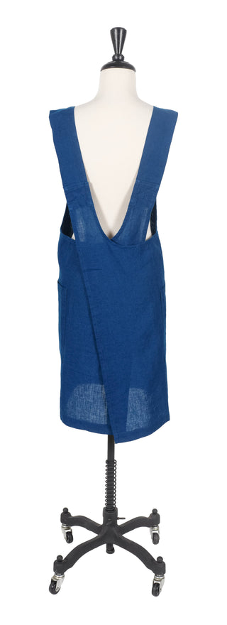 KAF Home Firenze Stone Washed Linen Cross Back Smock Apron: Black - La Cuisine