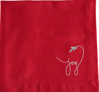 Red Sentiment Joy Embroidered Napkin, Set/4