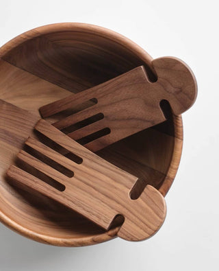 9" Walnut Wood Salad Hands - Handmade Serving Utensils - La Cuisine
