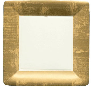 Gold Leaf Ivory Square Dinner Plates - La Cuisine