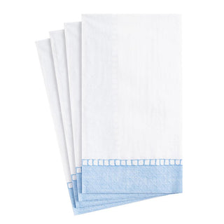 Linen Border Paper Guest Towel Napkins in Light Blue - 15 Per Package - La Cuisine