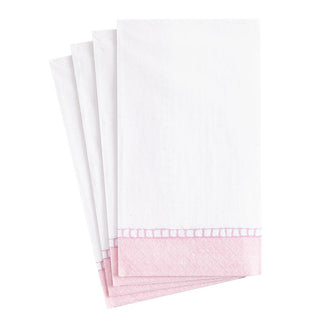 Linen Border Paper Guest Towel Napkins in Petal Pink - 15 Per Package - La Cuisine
