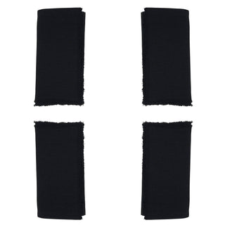 Fringed Design Stone Washed Napkins - Black Set/4 - La Cuisine