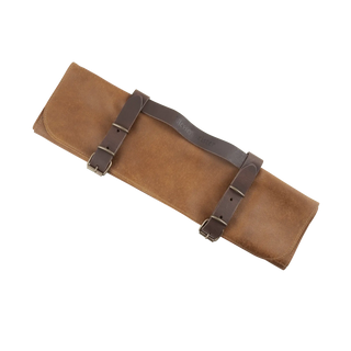 Vintage Leather 7 Pocket Knife Roll - Amber