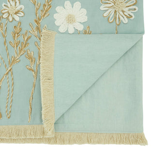 Embroidered Floral Decorative Table Runner - Blue - La Cuisine