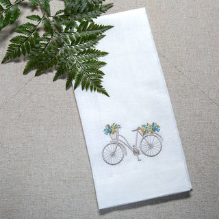 Bicycle with Flowers Linen Towel - La Cuisine