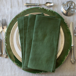 Washed Linen Napkin Set, Evergreen - La Cuisine