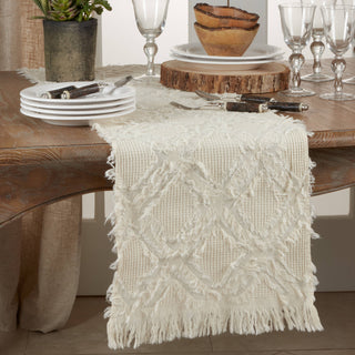 Fringe Waffle Weave Runner: Natural / 16"x90"