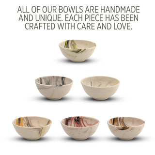 Small Handmade Marble Ceramic Bowls, Set/6 - La Cuisine