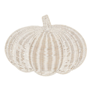 Fall Harvest Rattan Pumpkin Placemat: White, Set/4
