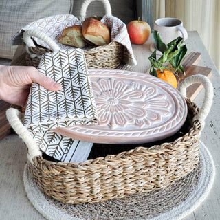 Handmade Bread Warmer & Wicker Basket - Flower - La Cuisine