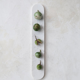 Oval Marble Serving Board, White - La Cuisine