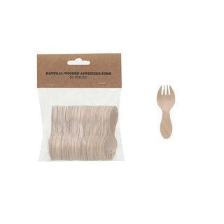 Wood Single Use Spork, Natural, Set/50 - La Cuisine