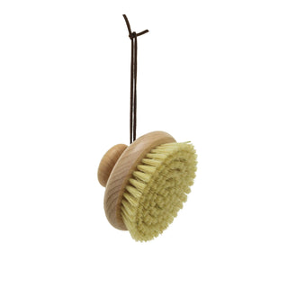 Beech Wood Body Brush w/ Round Handle & Leather Tie - La Cuisine