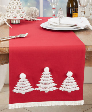 Holly Jolly Christmas Trees Table Runner