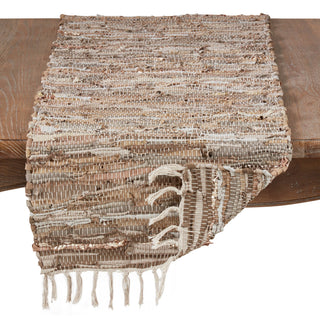 Leather Chindi Runner - Natural 16"x108"