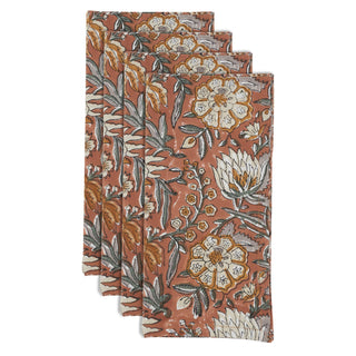 Botanical Pattern Cotton Napkins - Rust Set/4 - La Cuisine