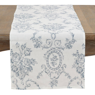 Toile Floral Runner Indigo 16"x108"