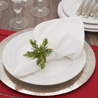 Green beaded napkin ring from Saro Lifestyle, designed for holiday decor, featuring intricate bead detailing and a festive style.