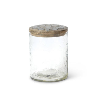 Mango Wood With Metal Inlay Heritage Glass Jar With Lid