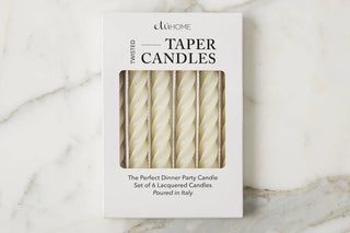 Lacquered Twisted Taper Candles, Cream,  Set/6 - La Cuisine
