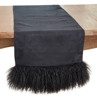 Mongolian Lamb Fur Runner: Black / 16"x72" - La Cuisine