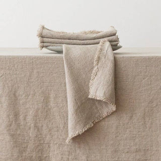 Linen Napkin Terra Fringe, Natural - La Cuisine