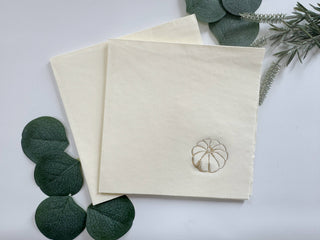 Cream Pumpkin Fall Thanksgiving Luncheon Napkins with autumn pumpkin design by EnFete, LLC, for festive holiday table settings.