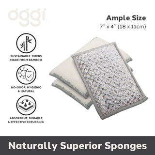 Set of 3 Bambou Sponges with Scrub: Gray