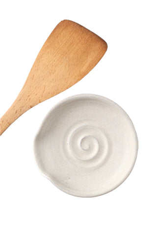 Pottery Spoon Rest, Cream - La Cuisine