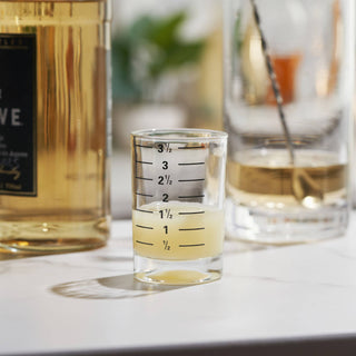 Slam Large Glass Shot Glass w/ Printed Measurements - 4 oz