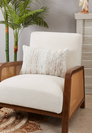 Soft and Snuggly Faux Fur Throw Pillow: Natural / Polyester / 20"