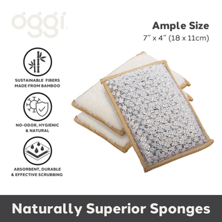 Set of 3 Bambou Sponges with Scrub: Gray