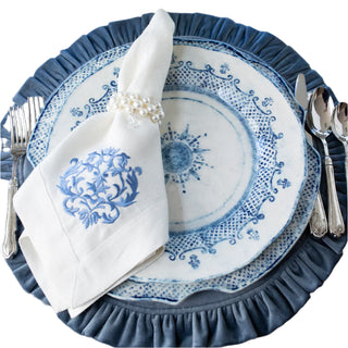 Round Ruffle Velvet Placemat, French Blue