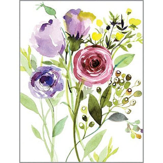 Blank Note Card - Purple Roses/Berries - La Cuisine