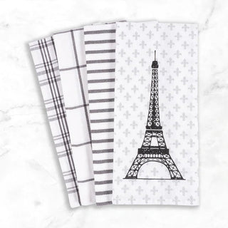 Fleur Di Lis Print and Yarn Dyed Towels, Set/4 - La Cuisine