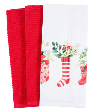 Kitchen Towel, Christmas Stockings, Set/3 - La Cuisine