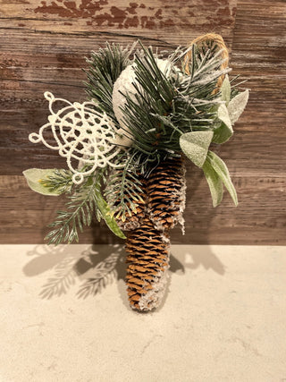 Pine Cone Bunch w/ Snowberries Ornament - La Cuisine