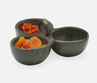 Desmond Glaze Triple Nut Dish - Gray Salt - La Cuisine