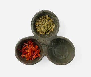 Desmond Glaze Triple Nut Dish - Gray Salt - La Cuisine